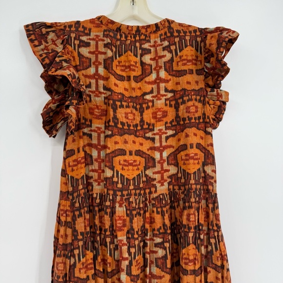 Ulla Johnson Lina Flutter Sleeve Mini Dress Size XS Sleeveless Tassel Ties Brown - Picture 6 of 12
